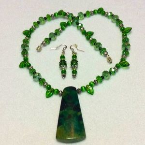 FINAL SALE PRICE OOAK Design Stone, Crystal & Metal Necklace & ER’s